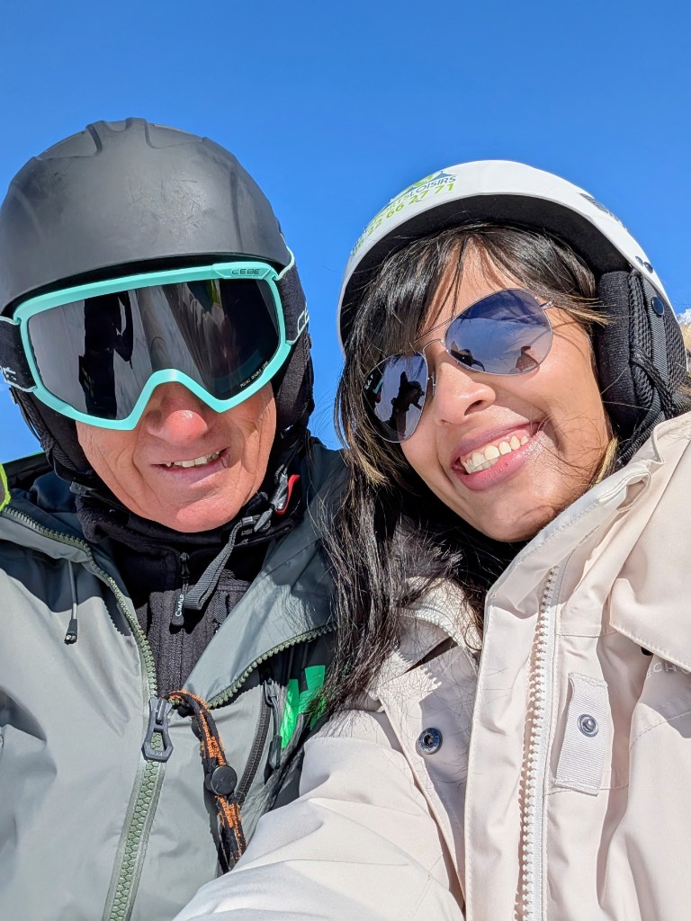 Skiing selfie on a clear day