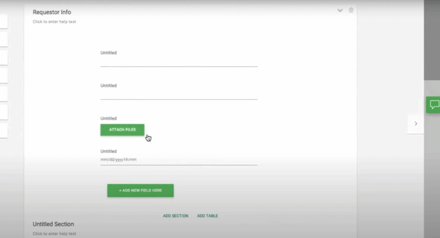 Animated demo of dragging a form field to a new position on the form canvas